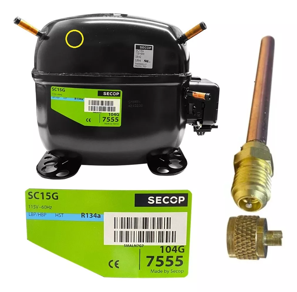 COMPRESOR SECOP 1/2+ HP R134A 115V 104G7555 SC15G = DANFOSS