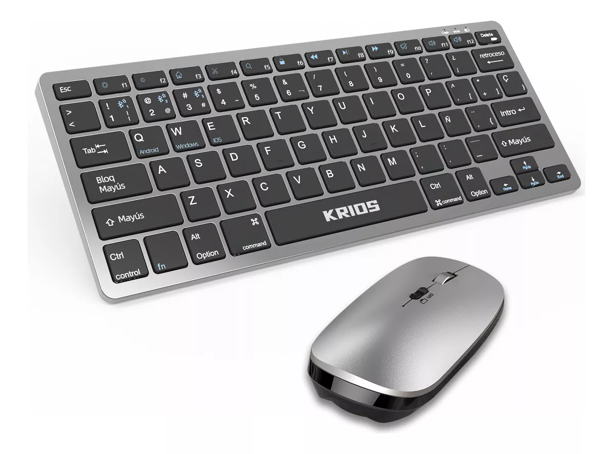 TECLADO Y MOUSE BLUETOOTH INALAMBRICO RECARGABLE CON Ñ KRIOS KW616 SILENCIOSO PARA PC WINDOWS 7 8, 10, 11,MAC OS