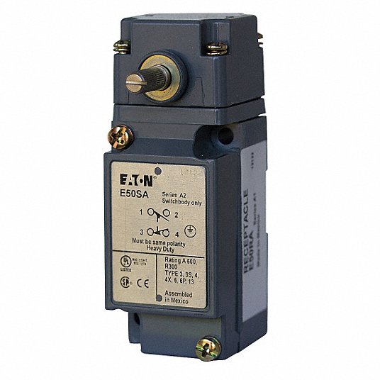 EATON E50NN2 Heavy Duty Limit Switch, No Lever, Rotary, 2NC/2NO, 10A @ 600V AC