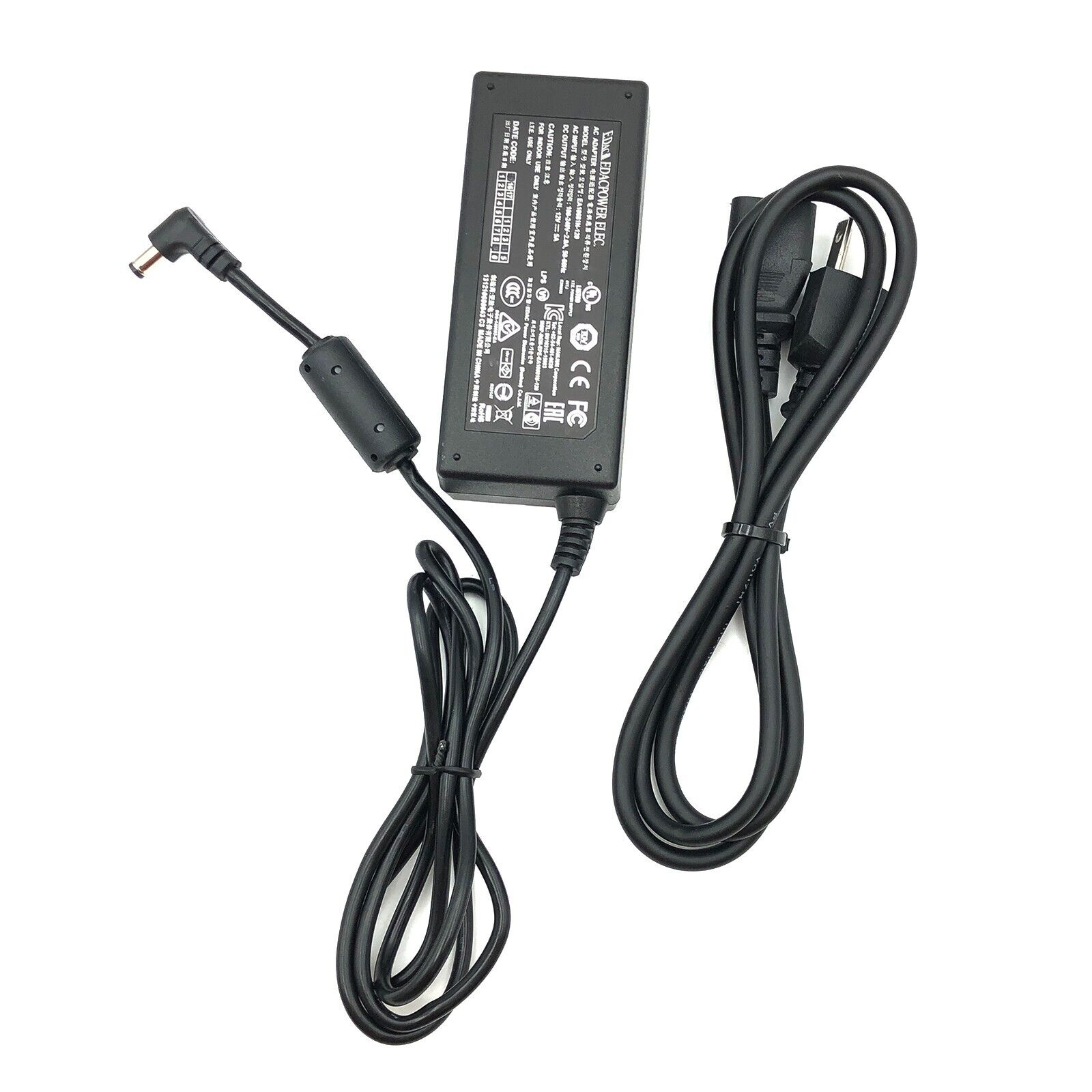 Adaptador de CA Genuino 5.5x2.5mm Edac EA10681N-120 Fuente de Alimentación 12V 5A con Cable-