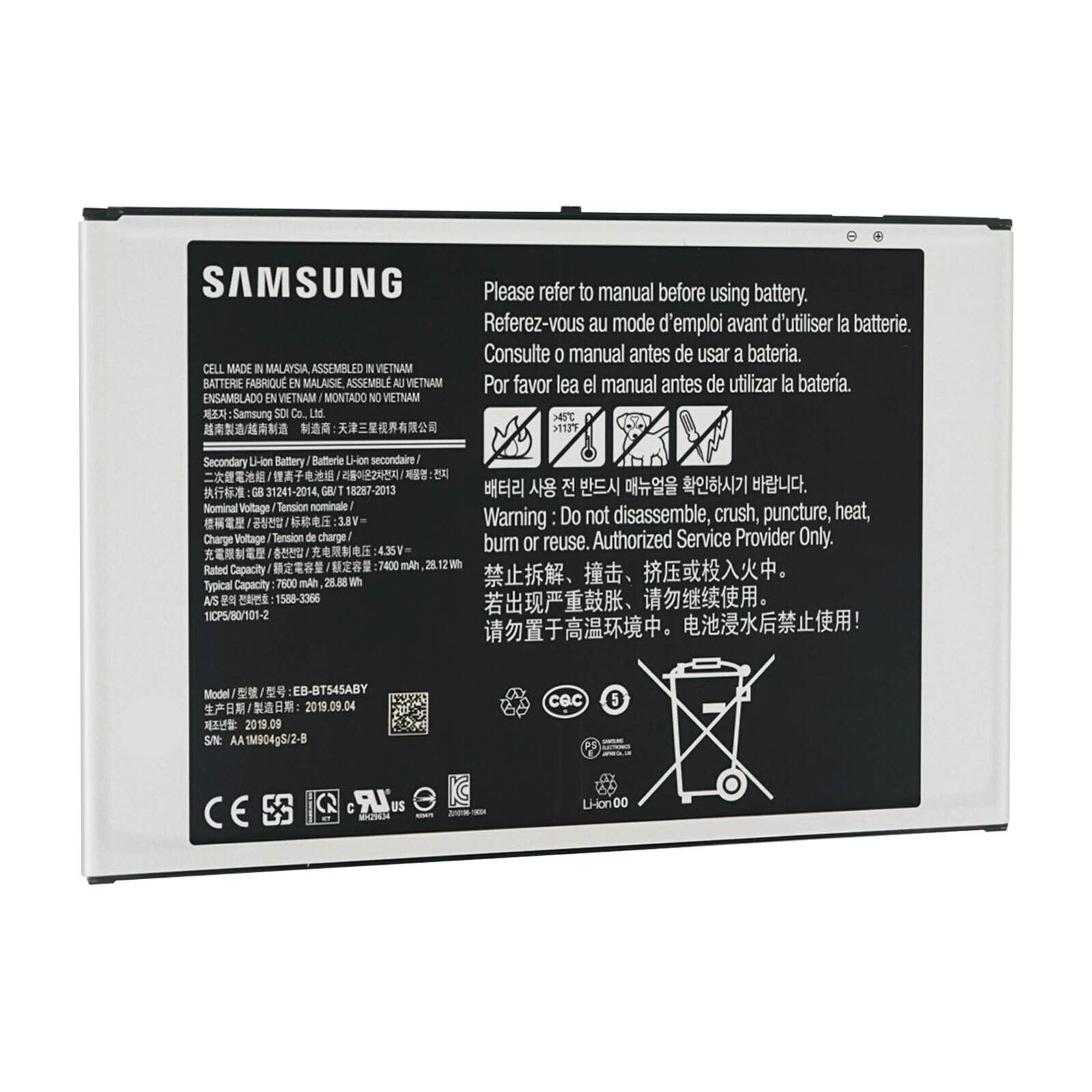 Batería interna para Samsung Tab Active Pro 10.1 7400mAh EB-BT545ABY