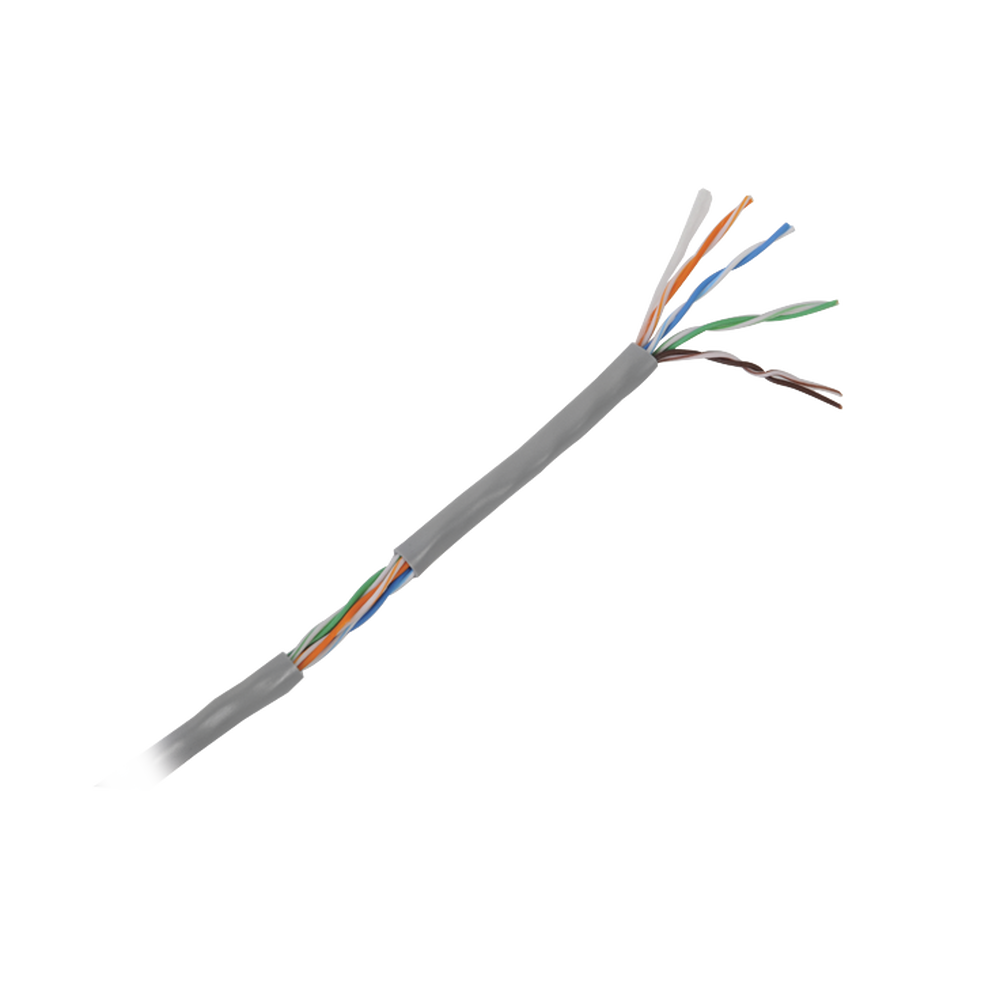 Bobina de cable de 305 m Cat5e Aleación de Cobre y Aluminio color Gris Uso Interior. 4 pares 24 awg