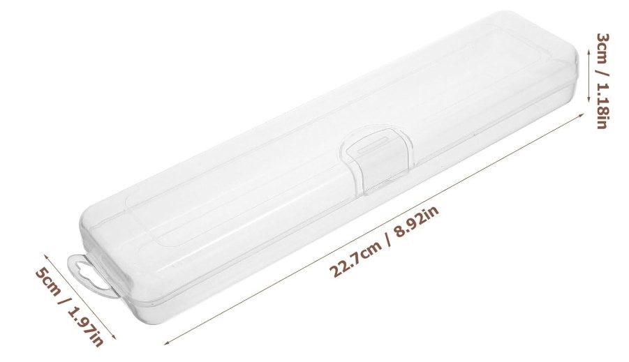 CAJA DE ALMACENAMIENTO TRANSPARENTE DE PLÁSTICO RECTANGULAR PARA PINCELES