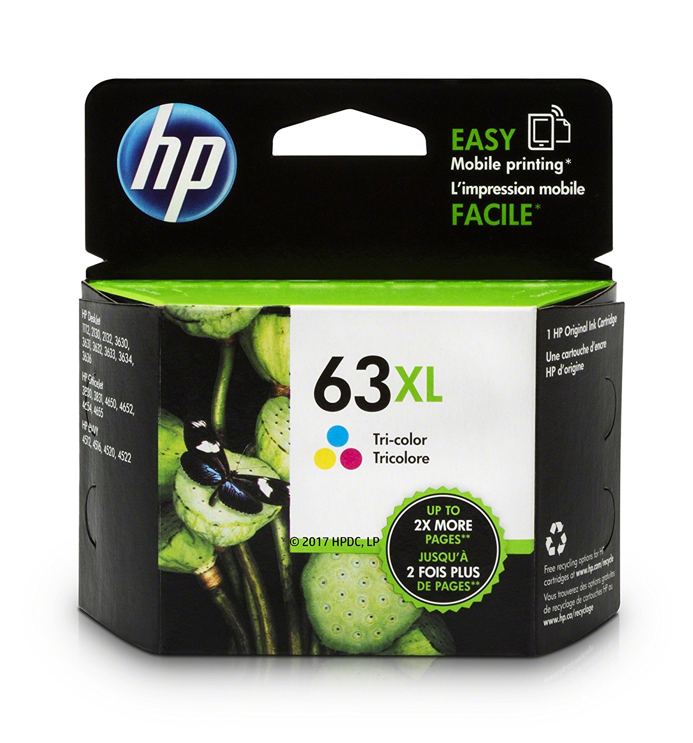 HP CARTUCHO TRI-COLOR 63XL / F6U63AN