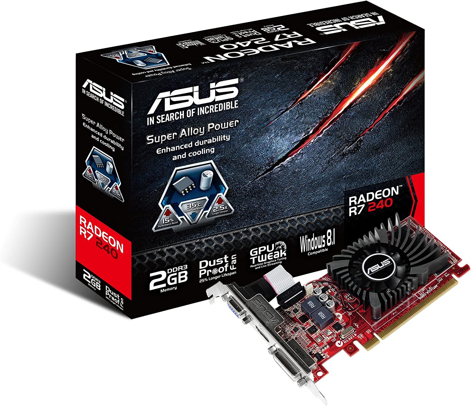 ASUS - Radeon R7 240 R7240-2GD3-L - Tarjeta gráfica