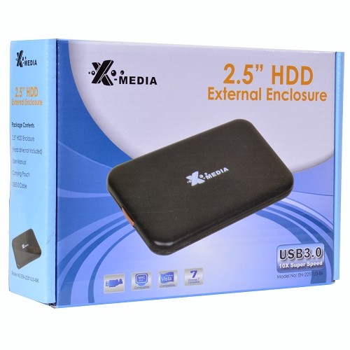 X-MEDIA FR XM-EN2251U3-BK Enclosure USB3.0 a SATA 2.5 Clip-On ALUMINIO NEGRO SOPORTA HASTA 2TB ConexiÃ³n  por USB
