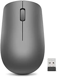 Lenovo Mouse inalámbrico 530 con batería, mouse óptico de 1200 DPI, receptor USB, 3 botones, portátil, ambidiestro, GY50Z49089, gris grafito