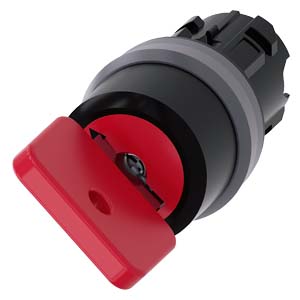 Key-operated switch O.M.R, 22 mm, round, plastic with metal front ring, lock number 73037, red, with 2 keys, 2 switch positions O-I, latching, actuating angle 90°, 10:30h/13:30h, Key removal O+I