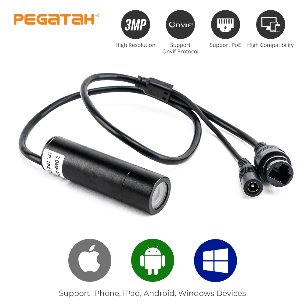 Cámara de videovigilancia CCTV de 3MP, cámara IP HD con grabadora de vídeo tipo bolígrafo POE, cámara IP de detección de movimiento con Onvif