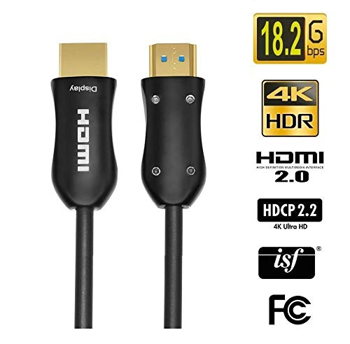 Fiber Optic HDMI Cable 100FT (30m) - ARC HDMI2.0 18Gpbs 4k@60 4:4:4 - PET Braided Cord and Gold Plated Connector Support 4K, UHD 2160p, HD 1080p, 3D, Xbox 360, PS4, Computer.