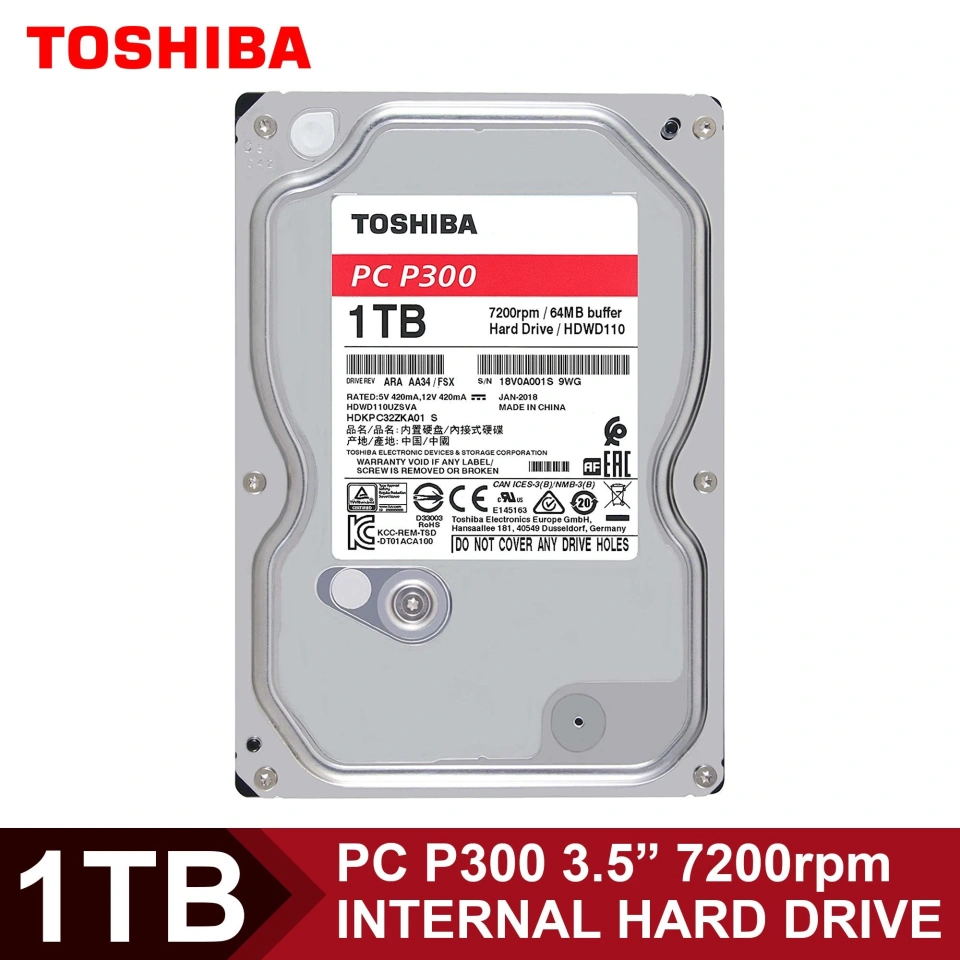 DISCO DURO TOSHIBA 1TB P300 3.5 7200RPM TOSHIBA HDWD110UZSVA