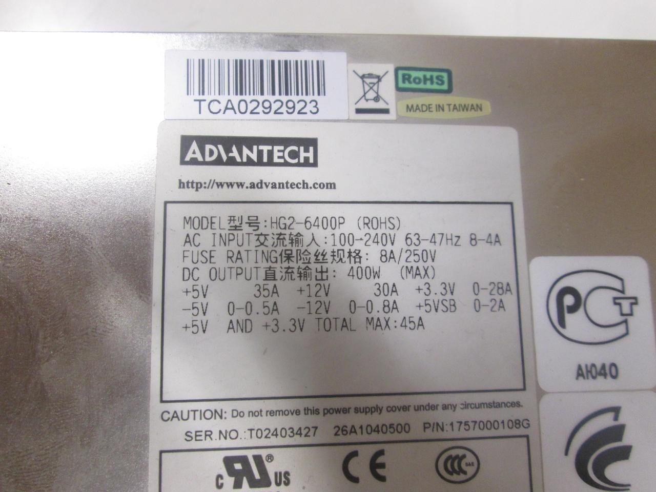 Advantech HG2-6400P FUENTE DE PODER T65099