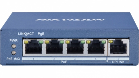 Switch Hikvision Gigabit Ethernet DS-3E0505P-E/M, 4 Puertos PoE+ 10/100/1000Mbps + 1 Puerto Uplink, 10 Gbit/s, 2000 Entradas