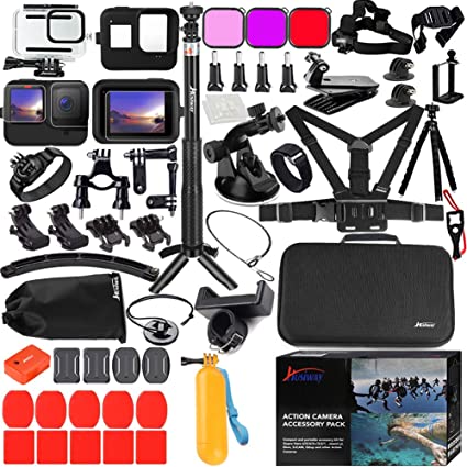 Husiway Kit de accesorios para Gopro Hero 10 9 Carcasa de silicona impermeable de color negro compatible con cámara de acción Gopro10 Gopro9 Hero10 Hero9 62E