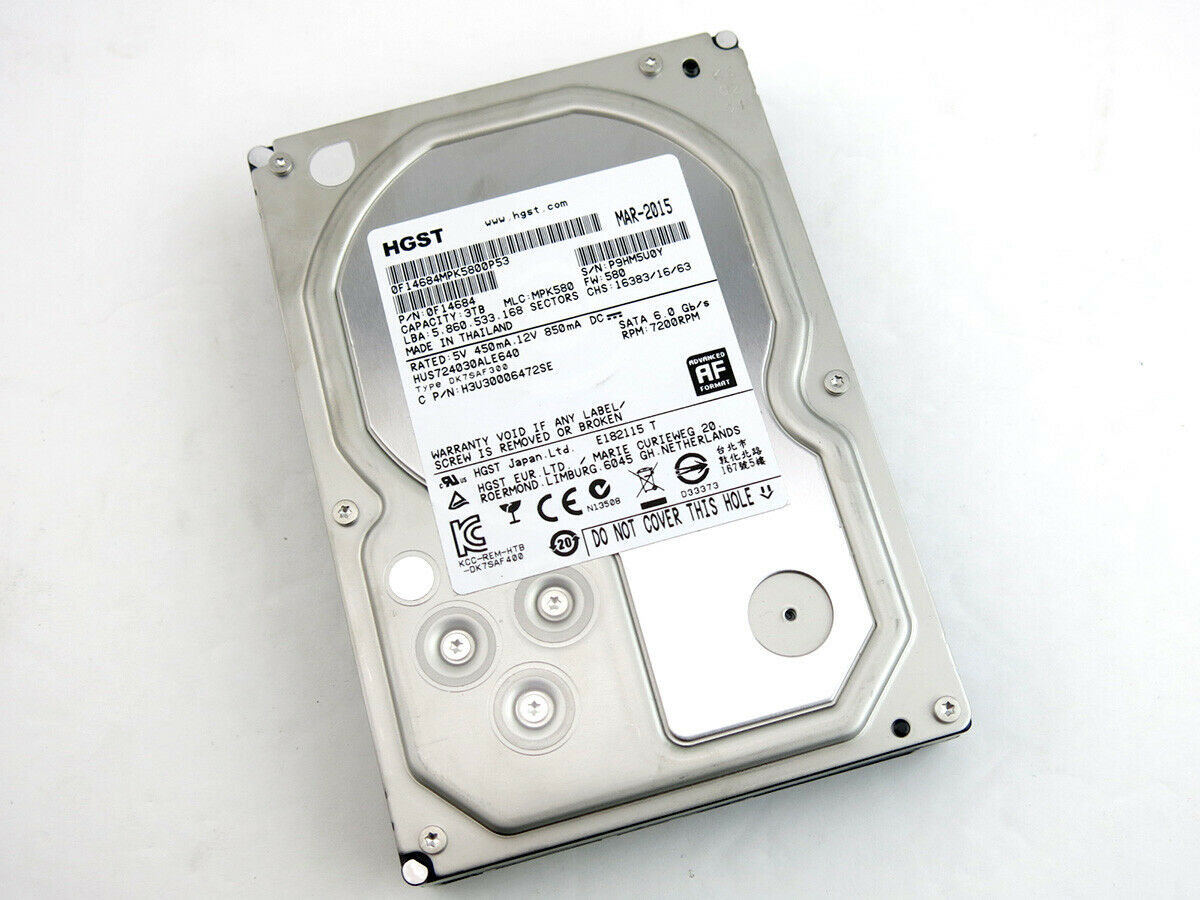HGST Hitachi 0F14684 3TB Hard Drive Disk 7200 RPM 6 Gbs 3.5 Inch HUS724030ALE640