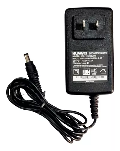 Eliminador Original Huawei 2.0a (módems, Reuters, Otros) 100-240v - 50/60Hz, 0.8A - 12.0V - Consumo de energía  28.056 Wh - Plug de 3.5mm