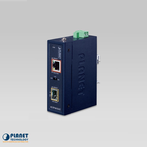 IGTP-815AT Industrial 100/1000BASE-X to 10/100/1000BASE-T 802.at PoE+ Media Converter
