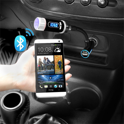 iKross multifuncional  Radio FM Car LED transmisor estéreo con Bluetooth, manos libres  y puerto de carga para SmartPhone, iPhone, tablets y más