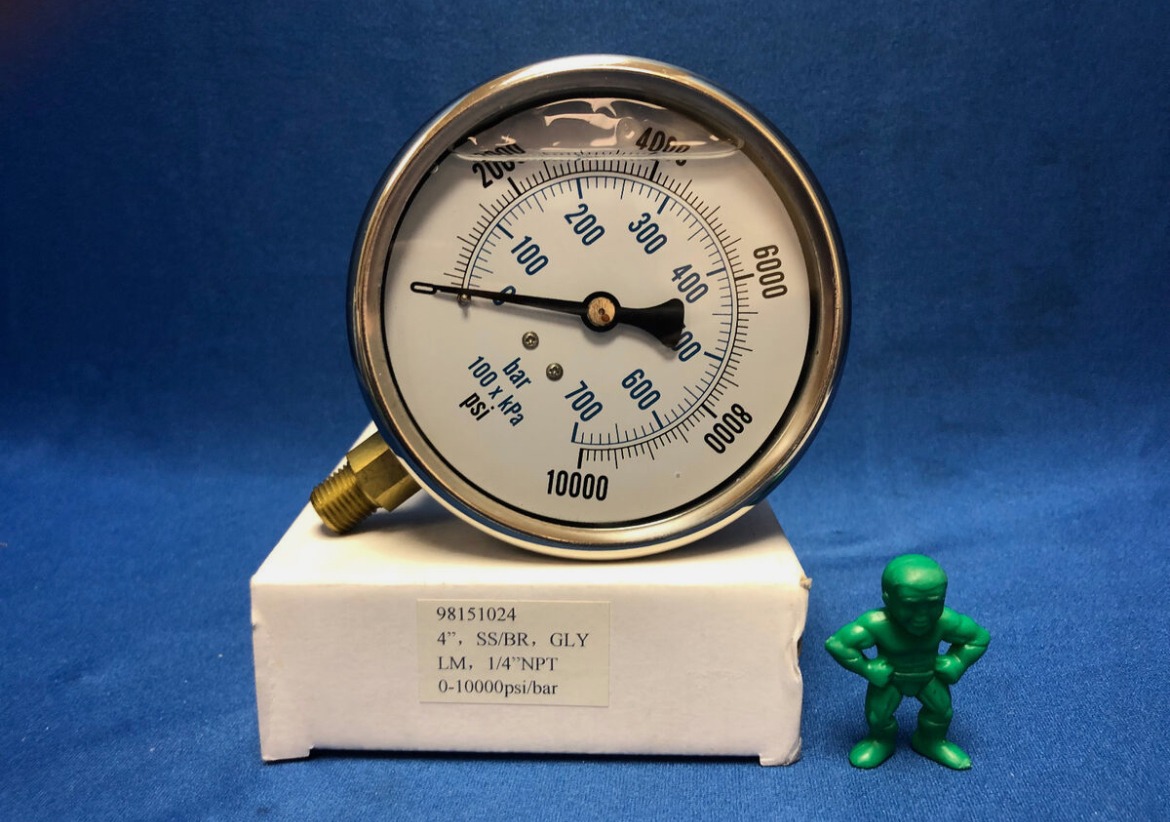 Medidor de Presión 98151024 , 4 ", 0-10, 000 Psi , 1/4 CM Npt