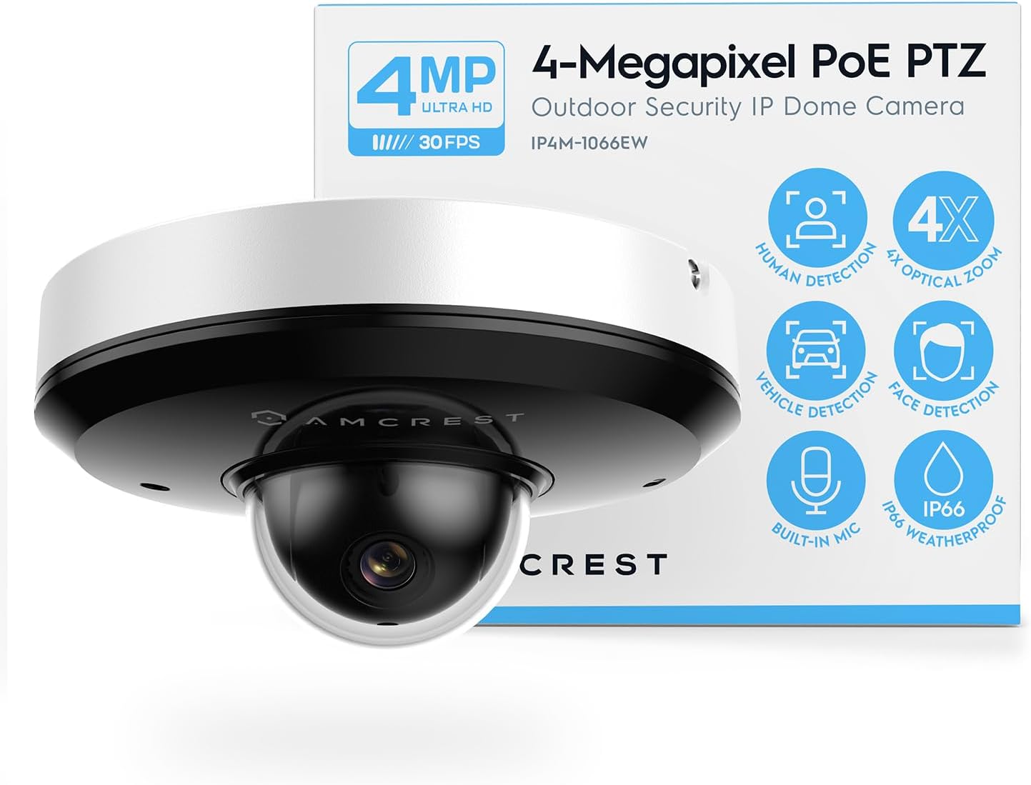 Amcrest ProHD  Cámara PTZ de 4 MP para exteriores IP PoE vandálico 4 MP (zoom óptico 4X) IK08 a prueba de vandalismo IP66 resistente a la intemperie visión nocturna de hasta 65 pies