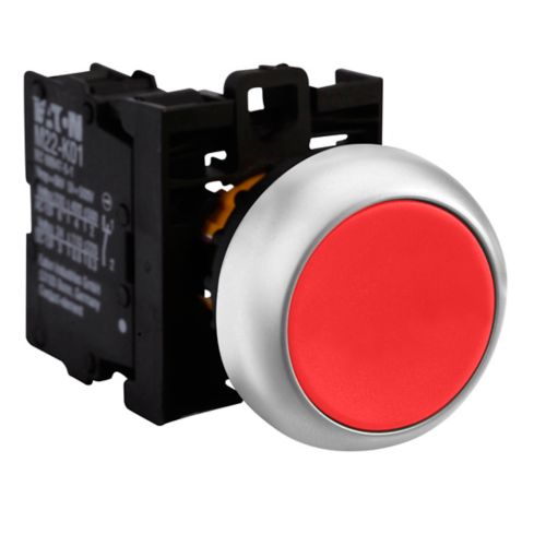 INTERRUPTOR: DE PRESIÓN; 22MM; POS.ESTAB: 2; ROJO; NO HAY; IP67| EATON | M22-DR-R