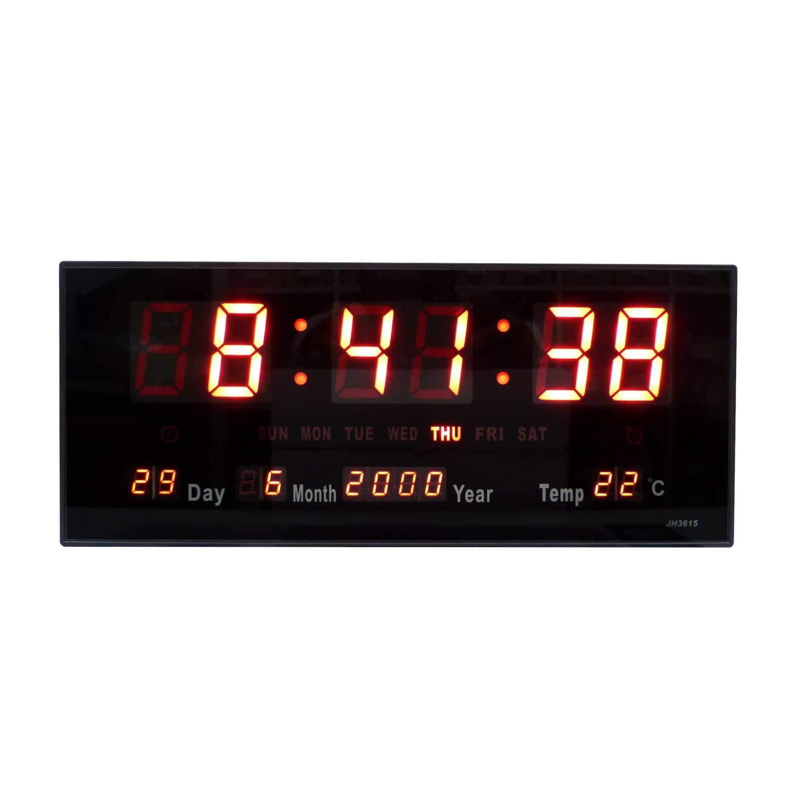 JH Reloj Led Digital Pared Y Fijo Blanco 36cm Alarma,termómetro