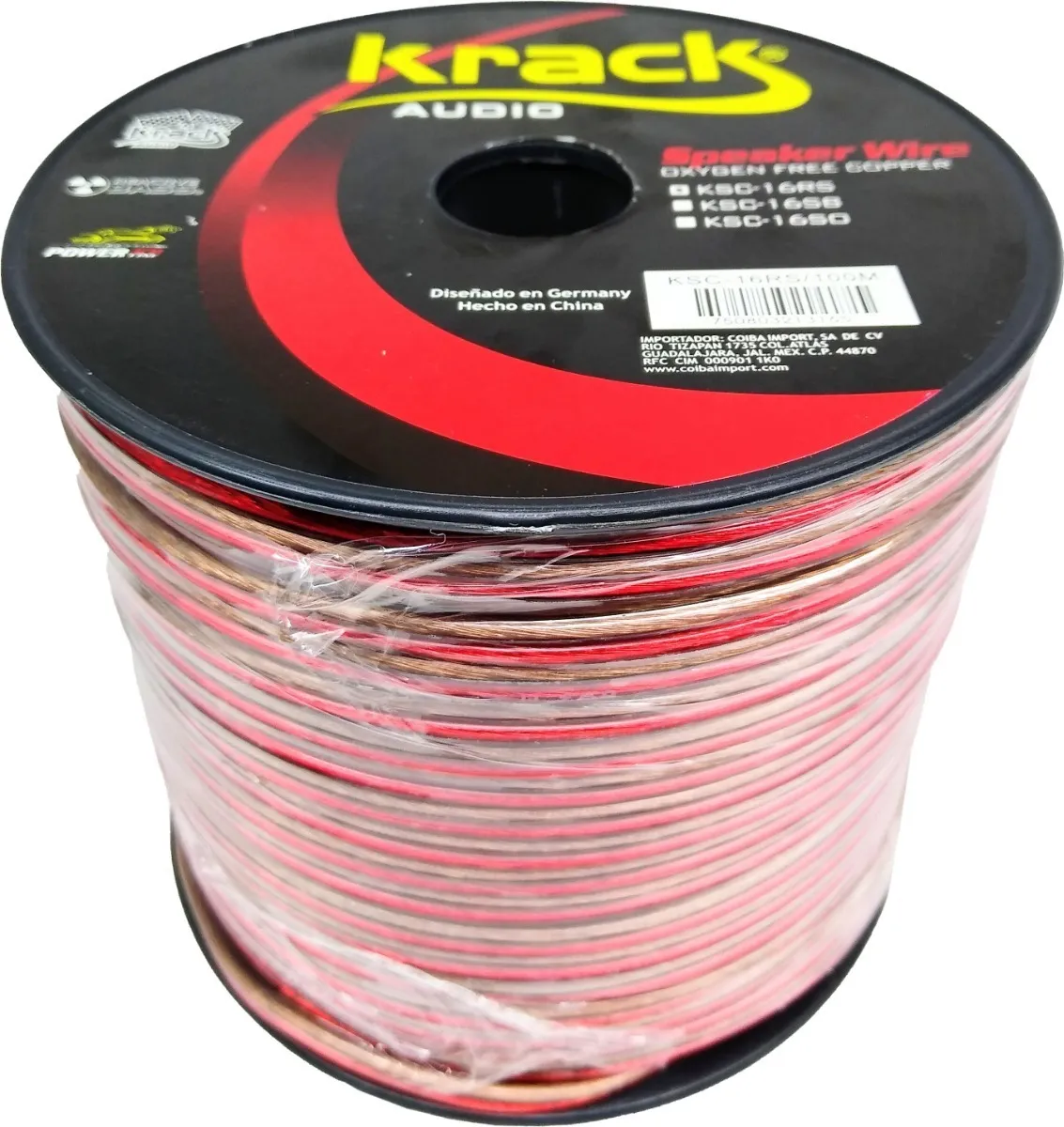 Cable Krack Audio, Flexible, para Bocina, Libre de Oxígeno, Calibre 16AWG - Rojo/Humo
[KSCF-16RS]