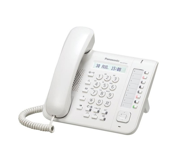 Panasonic Modelo: KX-DT521X  Teléfono Digital Estándar Blanco. CD gráfico de una línea con retroiluminación. 8 teclas de función programables. Altavoz, auricular full dúplex.
