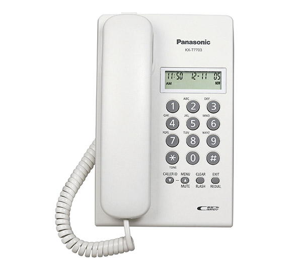 Teléfono con identificador de llamadas (Caller ID) para PBX básico, color blanco.
