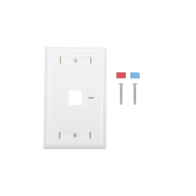 Placa de pared de 1 puerto, Keystone, con espacio para etiqueta, Color Blanco - LP-FP-21 - LINKEDPRO BY EPCOM