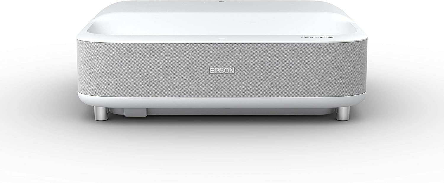 Epson EpiqVision Ultra Short Throw LS300 3LCD Smart Laser Projector, 3600 Lumens Color & White Brightness, HDR, Android TV, Yamaha Speakers, Bluetooth - White