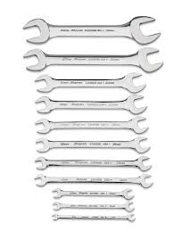 11 PC METRIC 15° OFFSET LOW TORQUE SLIMLINE OPEN-END WRENCH SET (6-36 MM)