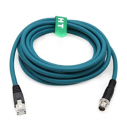 HangTon M12 Cable Ethernet de 8 pines (1 metro) X-Code RJ45 CAT-7e GigE para sensor de cámara industrial Basler Cognex