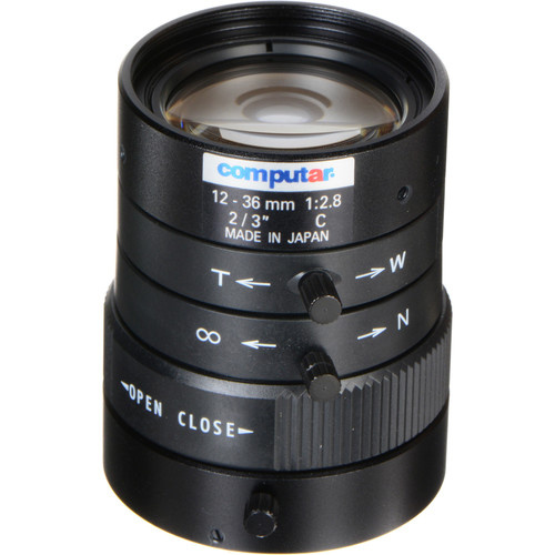 COMPUTAR M3Z1228C-MP 2/3 INCHES 12-36MM F2.8 MANUAL IRIS C-MOUNT LENS, MEGAPIXEL