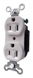Arrow Hart Tomacorriente M5250B, 2 Enchufes, 125 - 250V, 15A, Blanco