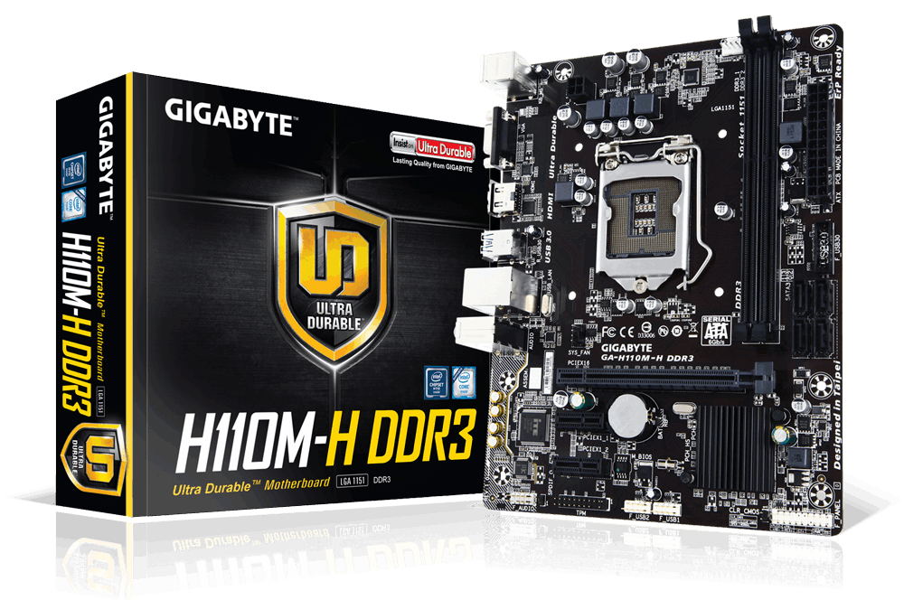 GIGABYTE MB GA-H110M-H Micro ATX SUPPORT INTEL CORE I7/I5/I3/PENTIUM/CELERON,  SOCKET 1151, CHIPSET H110, DDR4 X 2, MAX 32GB, HDMI / VGA