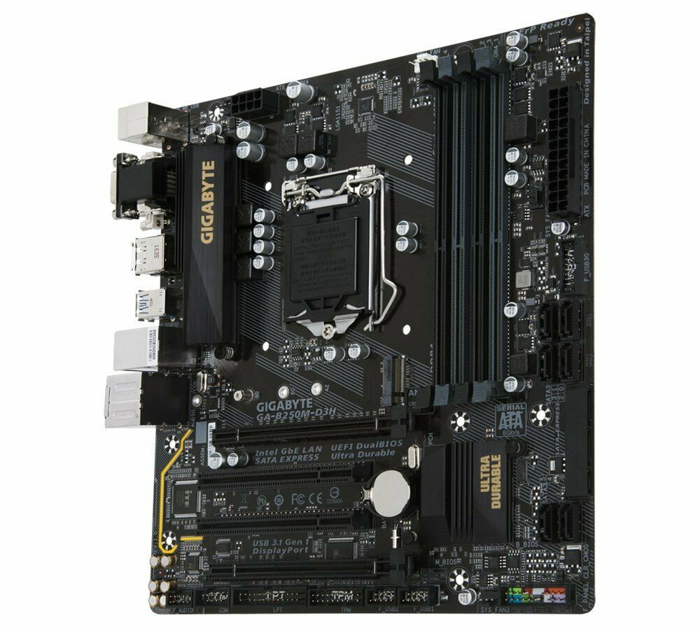 GIGABYTE MB GA-B250M-D3H, SUPPORT INTEL CORE I7/I5I/I3/CELERON/PENTIUM SOCKET LGA 1151, CHIPSET B250, 4XDDR4 MAX 64GB, MULTIVIEW D-SUB, DVI.D, DISPLAY PORT, HDMI. SUPPORT WIN 10/8.1/7