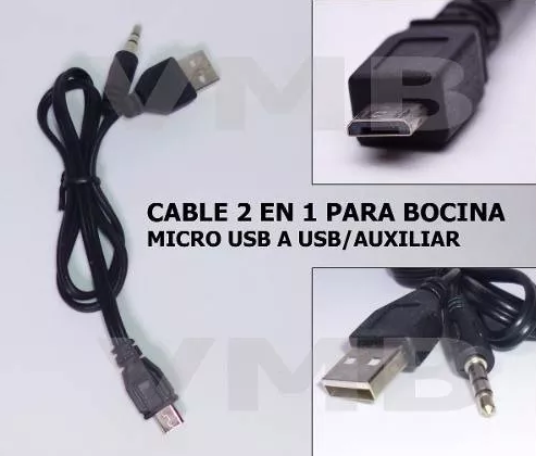 CABLE MICRO USB V8 CON AUDIO AUXILIAR PLUG 3.5mm PARA BOCINA