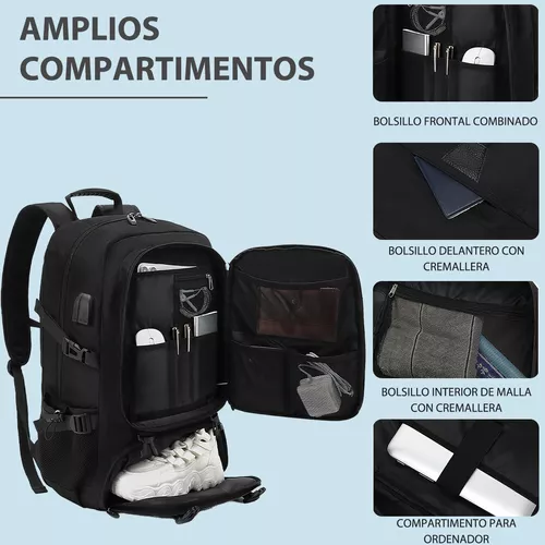 MOCHILA MILITAR TÁCTICA DE VIAJE IMPERMEABLE GRANDE CAPACIDAD 60L PARA HOMBRE 17 PULGADAS CON COMPARTIMENTOS PARA ZAPATOS Y LAPTOP Y PUERTO CARGA USB