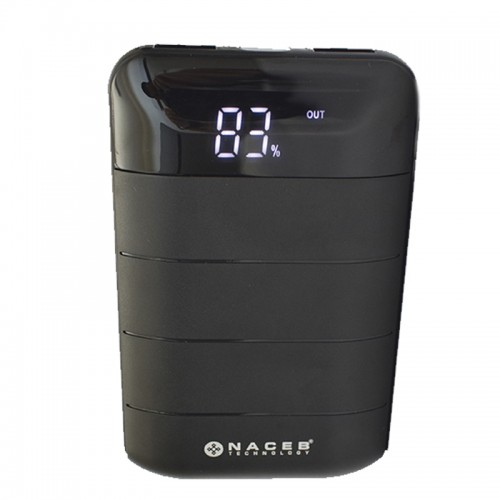 NACEB CA NA-0703 POWER BANK 10000 DOS PUERTOS DE CARGA CON REGULADOR PANTALLA DIGITAL INDICADOR CARGA