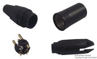 NC3MXX-B -  XLR Connector, 3 Contacts, Plug, Cable Mount, Gold Plated Contacts, Metal Body, XX Series