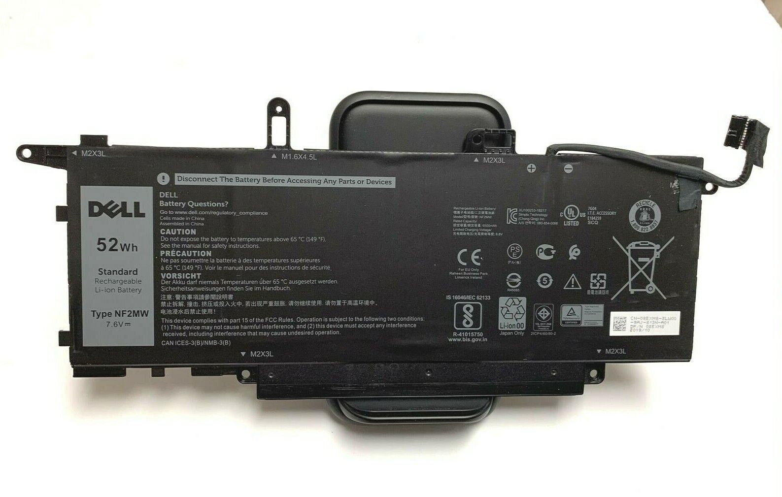 Genuine DELL NF2MW Laptop Battery 52Wh 7.6V CN-08W3YY CN-85XM8