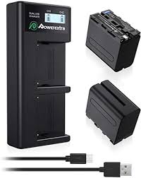 POWEREXTRA - BATERÍA DE REPUESTO PARA SONY NP-F970 Y CARGADOR RÁPIDO DE DOBLE USB PARA SONY NP-F970, NP-F930, NP-F950, NP-F960, NP-F550, NP-F530, NP-F330, NP-F570 Y CÁMARAS SONY (2 UNIDADES)