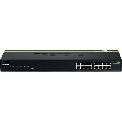 TRENDNET NP TE100-S16g SWITCH ECOLOGICO GREENNET 16 PUERTOS 10/100 MBPS CAJA METALICO MONTAJE EN RACK