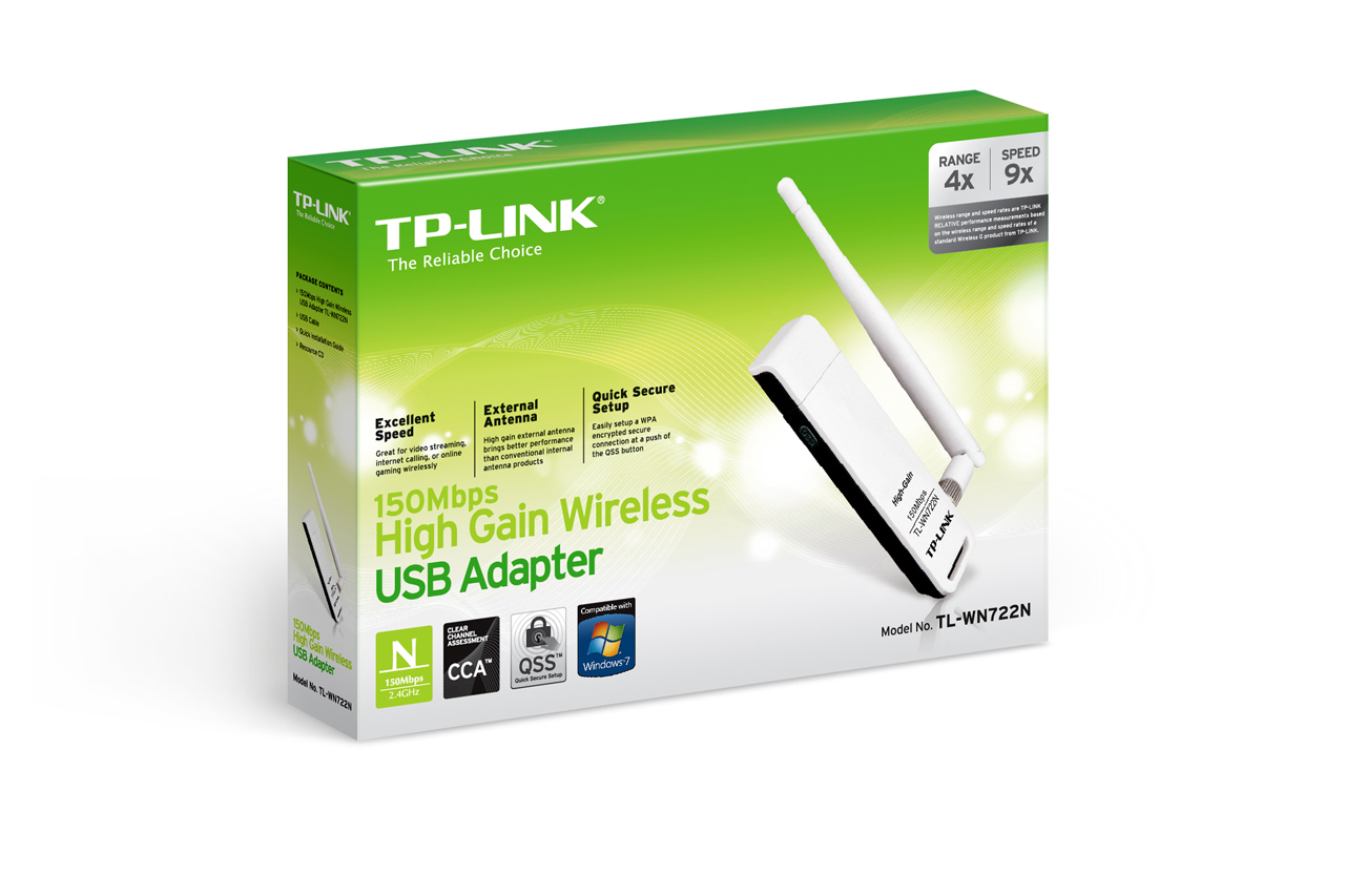 TP-LINK NP TL-WN722N ADAPTADOR USB INALAMBRICO 150 MBPS ALTA GANANCIA CHIPSET ATHEROS ANTENA OMNIDIRECCIONAL DESMONTABLE 4DBI