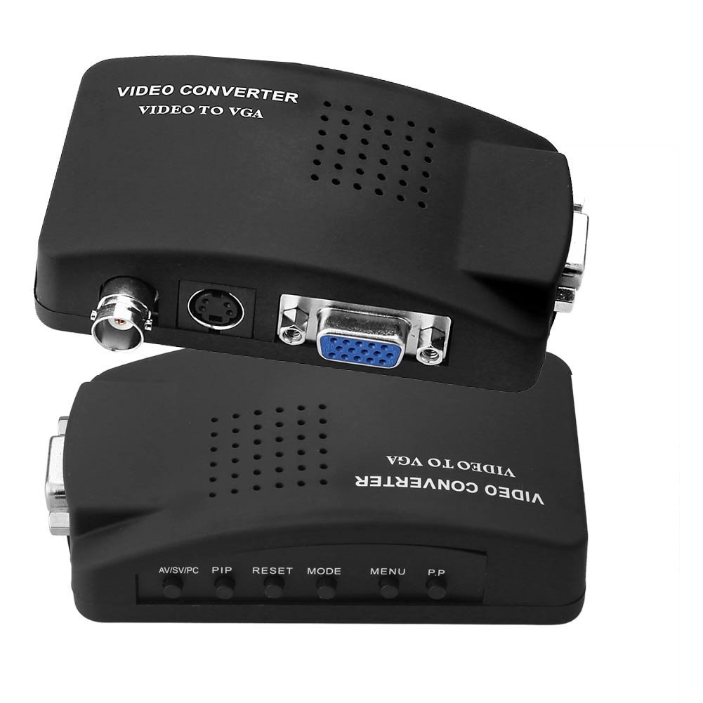 SIENOC S-VIDEO/BNC VGA TO VGA VIDEO PC CONVERTER ADAPTER WITH BNC + 4 PIN S-VIDEO COLOR BLACK