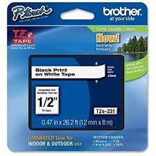 BROTHER P-TOUCH PT-2030 LABEL TAPE (OEM) 0.47" NEGRO IMPRIMIR EN COLOR BLANCO