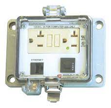 Data Interface Port, 1 Port, 120V Duplex GFCI Receptacle, RJ45 Jack to RJ45 Jack, Aluminium, IP65