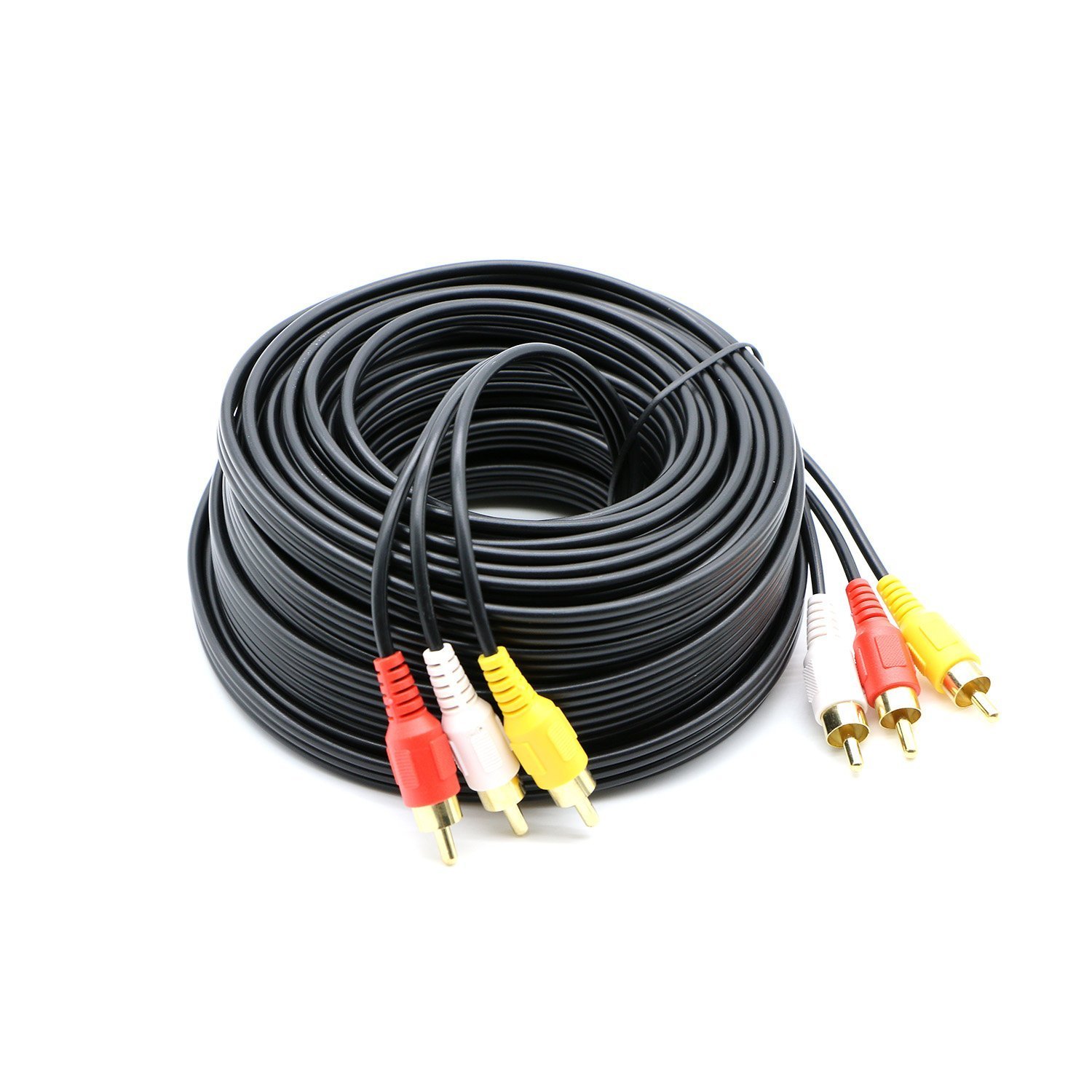 PASOW 3 RCA CABLE AUDIO VIDEO COMPOSITE MALE TO MALE  DVD CABLE (30 FEET)