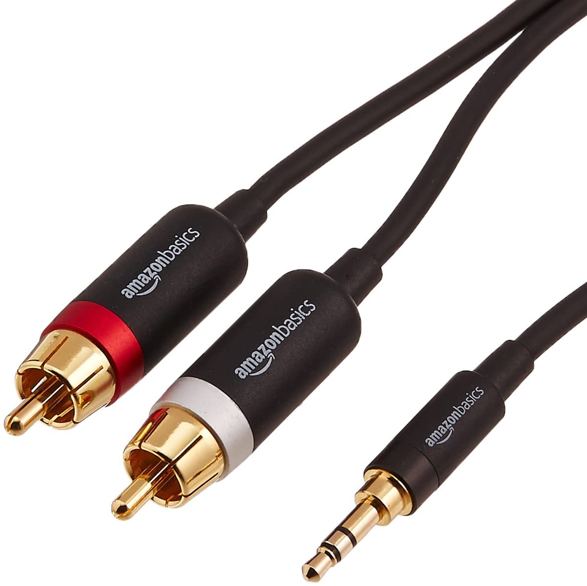 Amazon Basics Cable de audio estéreo adaptador RCA de 0.138 in a 2 machos, 25 pies